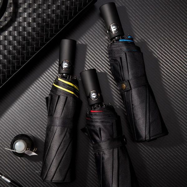 

umbrellas full-automatic three-folding windproof umbrella luxury big double rain cloth women paraguas parasol car