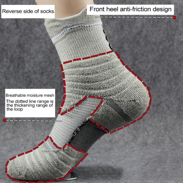 

sports socks men's outdoor thickening towel bottom cotton basketball running, Black