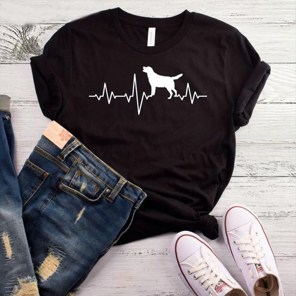 

golden retriever heartbeat print women cotton casual funny yong girl tee hipster drop ship s 454, White