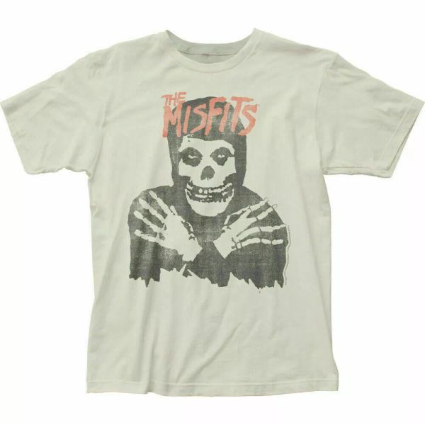 

misfits classic skull t shirt mens licensed rock n roll retro tee vintage white, White;black