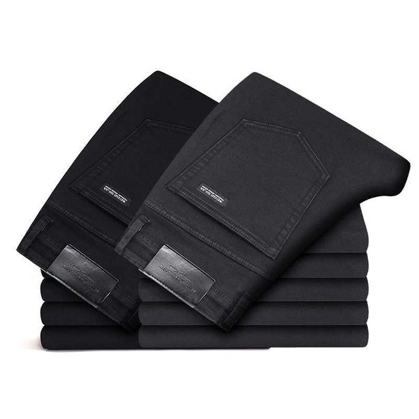 

black grey brands jeans trousers men clothes elasticity skinny jeans business casual male denim slim pants classic style 210622, Blue