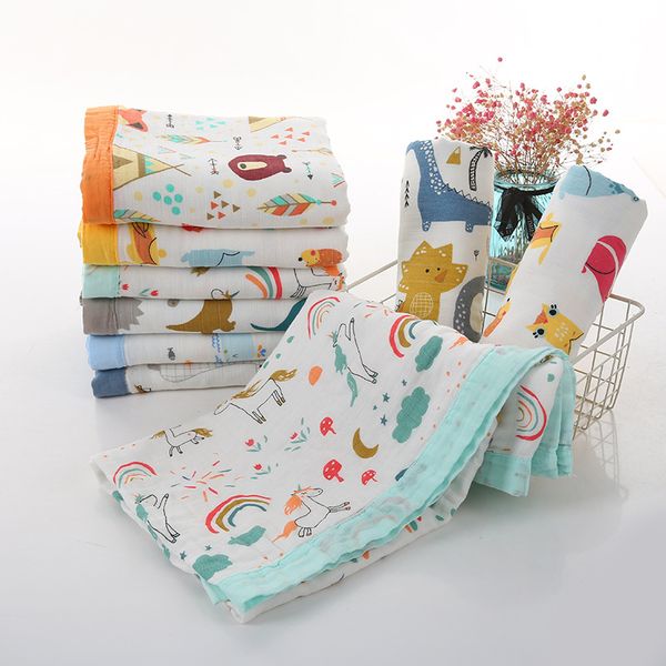 Impresso Bath Towel Infantil Barbete Bebê Cobertor Quatro Camadas de Bambu Fibra Wrapper Cartoon Carrinho de Carrinho Recém-nascido Capas 110 * 120cm WMQ736