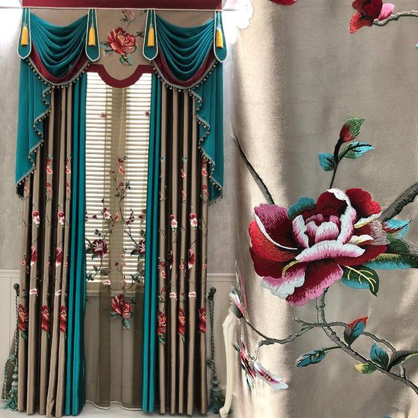 

curtain & drapes european curtains for living dining room bedroom thickened hollow thick chenille fabric embroidery tulle product customizat