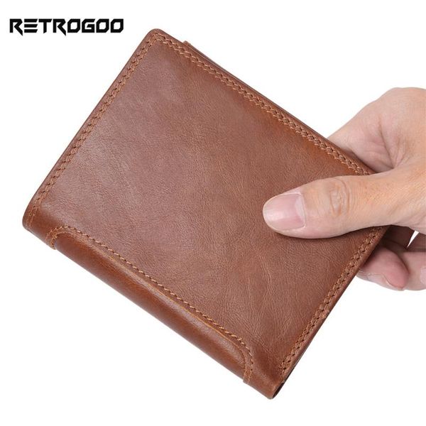 

wallets retrogoo classic style wallet genuine leather men short male retro purse card holder slot fashion coin pocket, Red;black