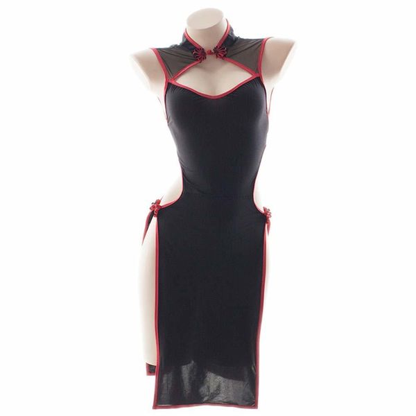 

womens devil cosplay lingerie lolita vintage vampire costumes backless long fancy dress 210402, Red;black