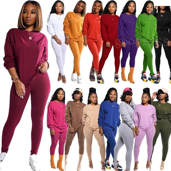 

fall winter clothes women solid color tracksuits 2 two piece sets loose sweatshirt leggings trousers outfits sportswear plus size clothing, White