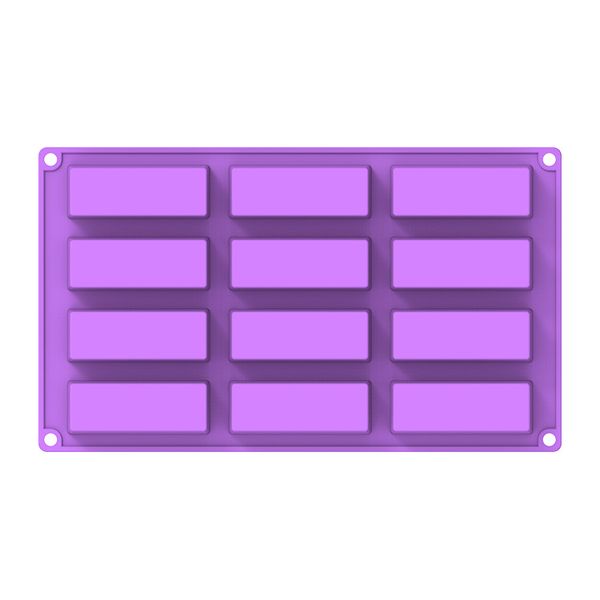 

12 cavity silicone rectangle mould protein bars mold energy bars maker for caramel bread loaf muffin brownie cornbread cheesecake pudding so