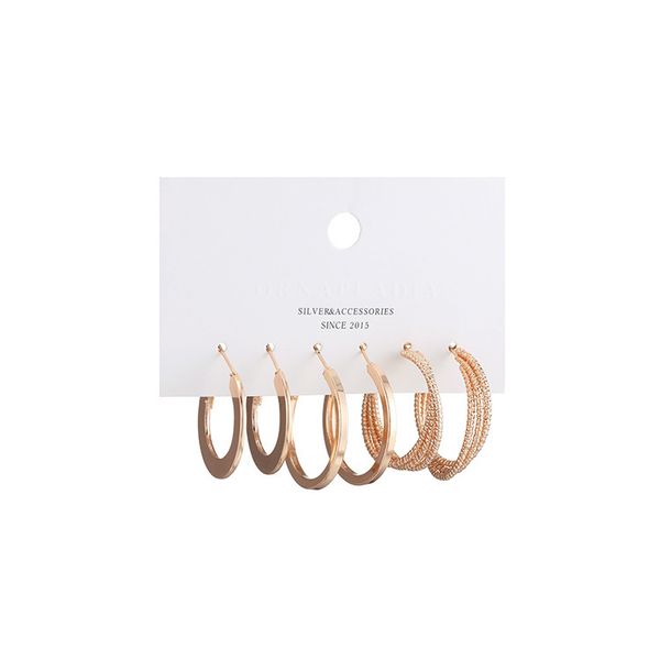 

fashion earrings women's simple geometric circle sky star embossed earrings, Silver