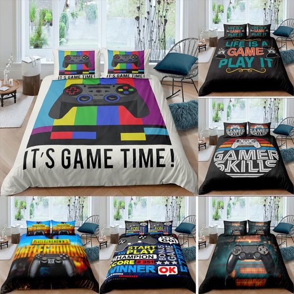 

bedding sets children fashion hd digital console handle print duvet cover+ pillowcase single twin  king bed set 6 style