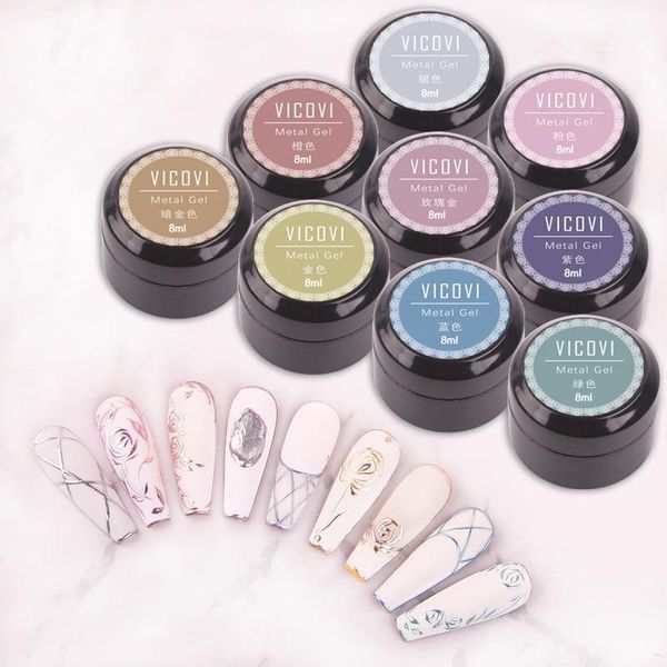 

color nail art metal painted glue potherapy gold silver brushed gluegel polish 8ml1, Red;pink