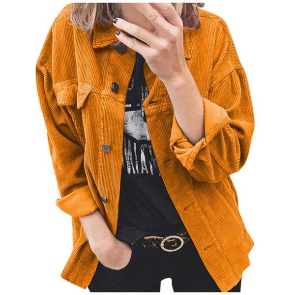 

women's jackets women corduroy autumn female solid color clothing outwaer buttoned turn-down collar long-sleeved lapel loose padded, Black;brown