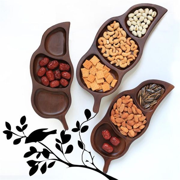 

kitchen storage & organization 3 grids creative wooden dried fruit dish snack platter plate candy dessert tray for living room trays