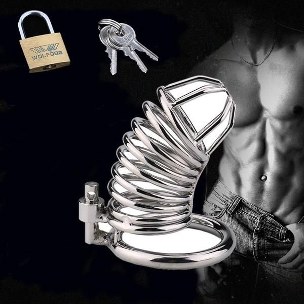 

cockrings male chastity device bird metal cage cock lock restraint ring stainless steel toy discreet products