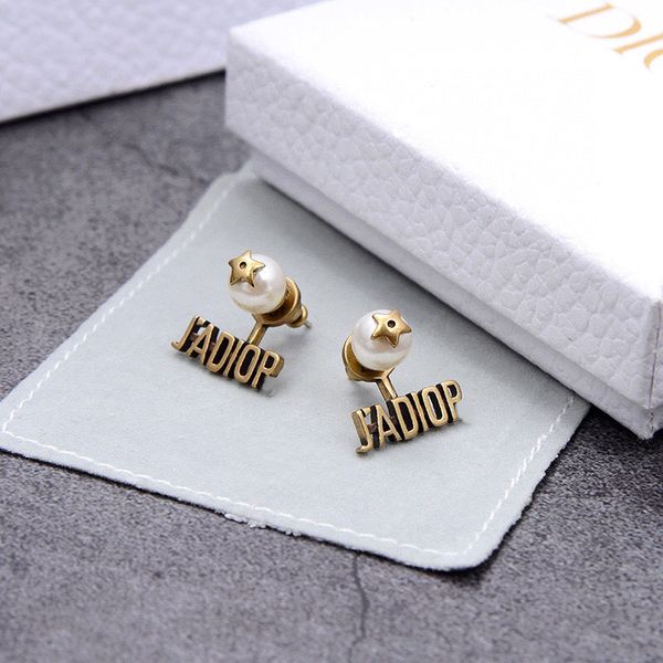 

pearl letter pearl earrings women's net red high version full diamond 925 silver needle same women fine jewelry sale mo1w
