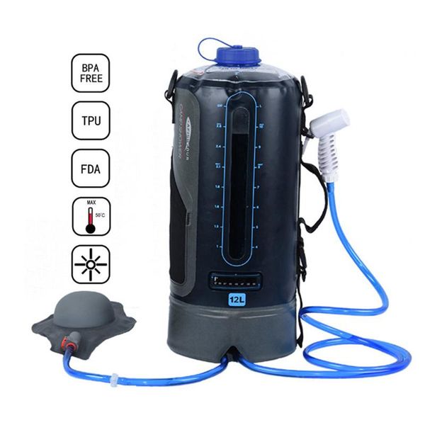 

water bag 12l solar outdoor shower portable camping heating hiking waterzak with hose for dropship bags