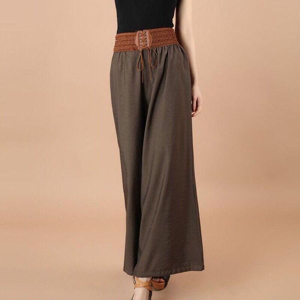 

women's pants & capris 2021 summer trousers casual wide leg female high waist loose big size thin section nine long, Black;white