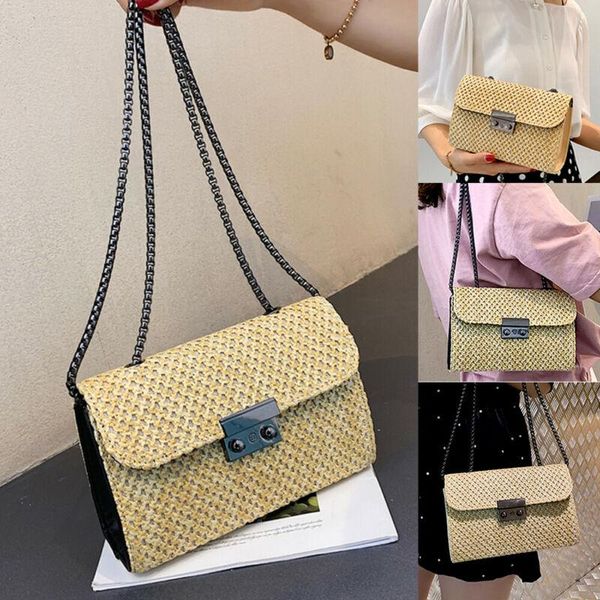 

duffel bags women handbag shoulder messenger bag ladies rattan straw satchel fashion comfortable purse