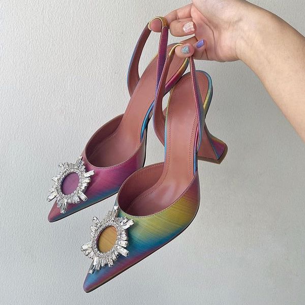 

fashion high heeled womens dress shoes sunflower crystal rhinestone buckle gradient color sandals 9.5cm heels p, Black