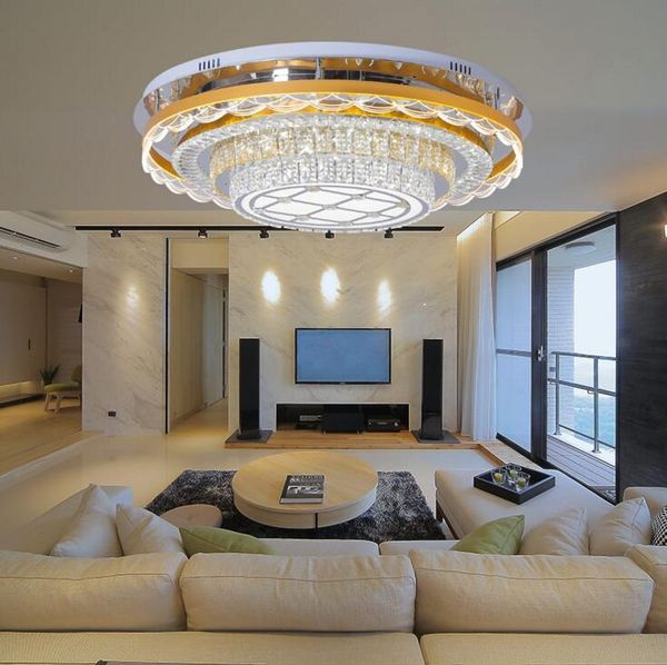 

ceiling lights modern round crystal lamp led three color light living room bedroom restaurant lighting lamps