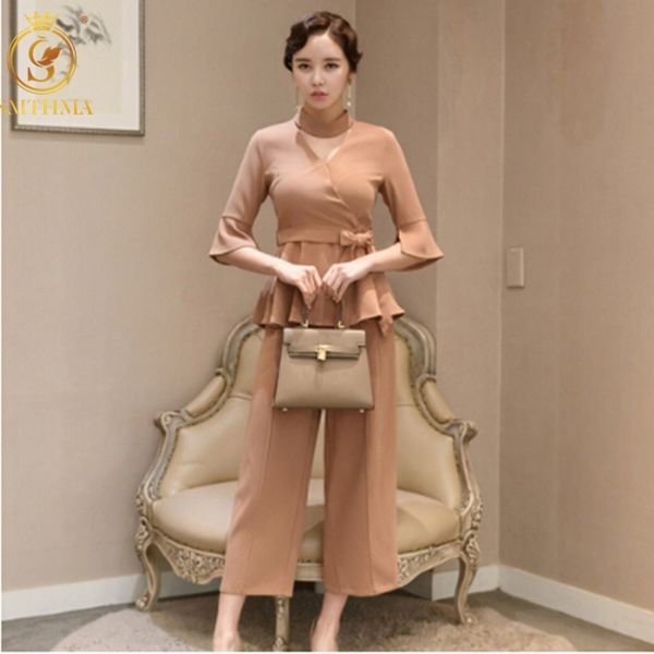

fashion runway designer slim +women 2 piece set and loose pants suit 210520, White