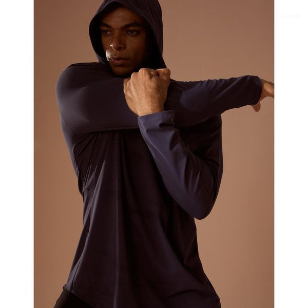 

yoga outfits breathable sports t shirt men running solid sportswear bodybuilding fitness gym walking active long sleeve with hat winter1, White;red