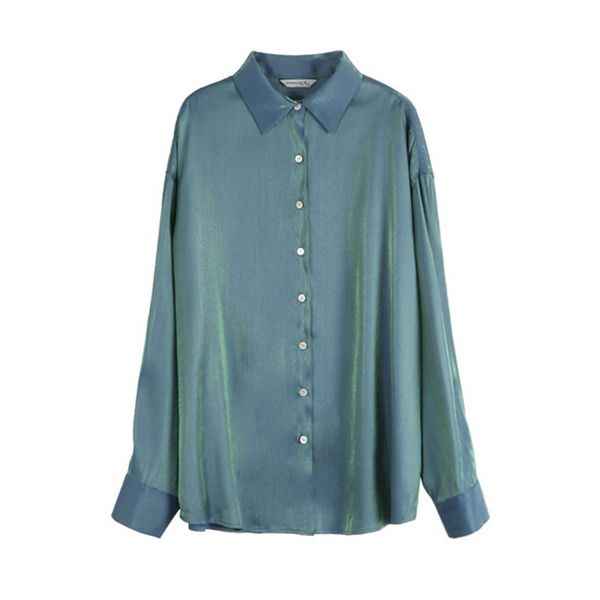 

women polarized light shirt blue fuchsia green satin b0378 210514, White