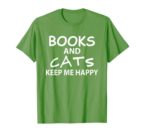 

cat novelty gifts books and cats keep me happy tshirt, White;black