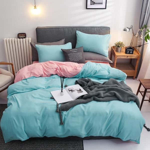 

orange solid color super soft double piece down set of zipper sealing design simple four-piece polyester bed bedding sets