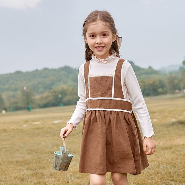 

girl's dresses autumn spring thickening suspenders dress for girls children sleeveless style loose hem mid length gowns birthday party, Red;yellow
