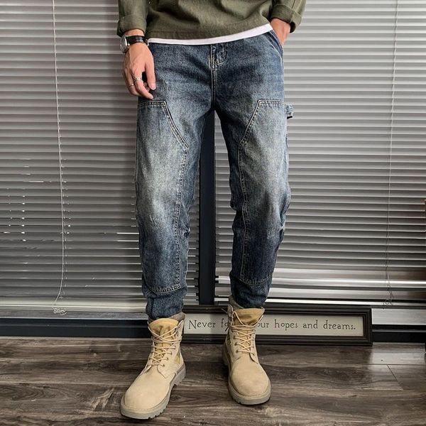 

men's jeans 2021 spring aummer men casual denim pants male fashion loose straight streetwear plus szie trousers w531, Blue