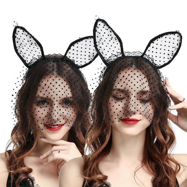 

party hats cat headband lace christmas ear with veil halloween