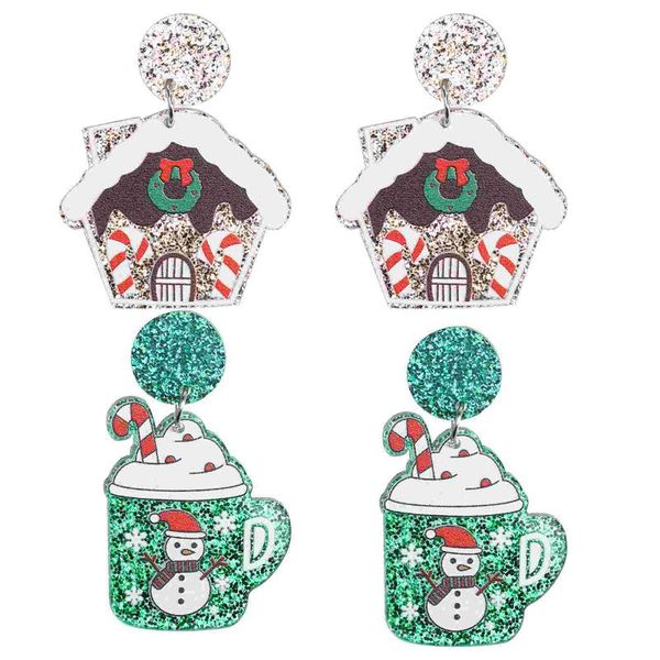 

gift wrap 2 pairs christmas earrings dangle house cup charm jewelry