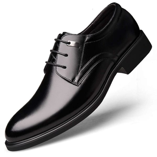 

dress leather business dress inner heightening plush casual men's shoes, Black