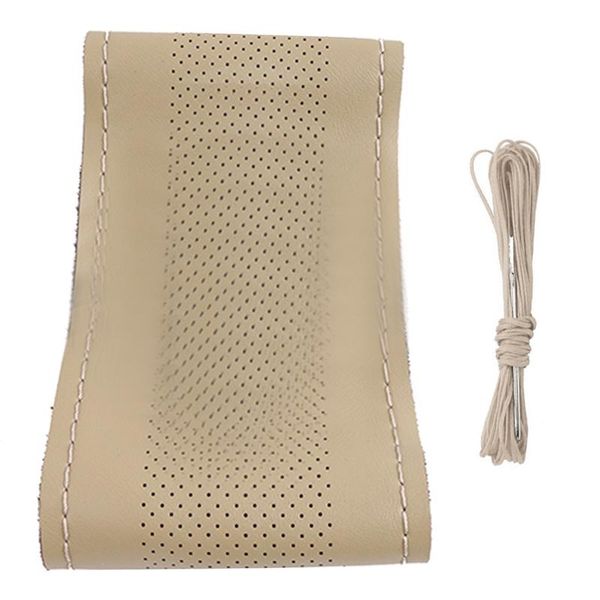 

steering wheel covers diy genuine leather cover hand-stitched braid breathable design car universal diameter 38cm