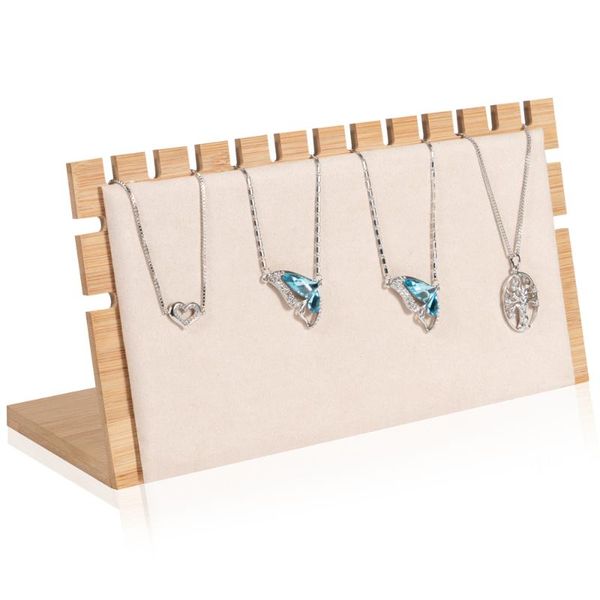 

hooks & rails necklace stand bamboo boards jewelry organizer display showcase for pendant