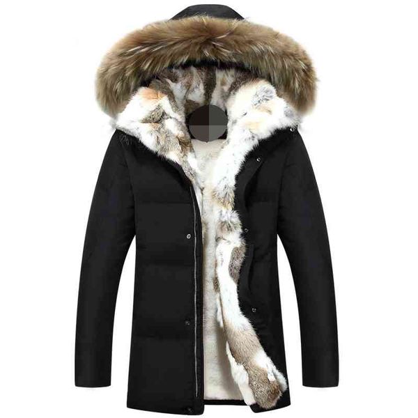 

-40 degree cold down ristant russia winter et men genuine fur collar thick warm white duck men's winters coat, Black