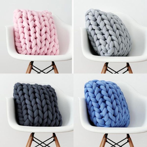 

pillow 30/40/50cm hand-woven square chunky wool handmade cushions ins nordic room decoration sofa bed knitted weaving