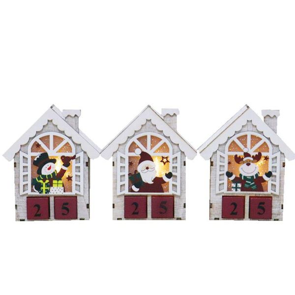 

christmas decorations led light wood house tree decoration elk santa clause snowman hanging