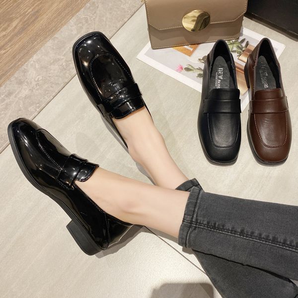 

ladies flat oxfords patent leather women shoes woman platform autumn derby shoes slip on female comfort fashion footwear a3t68, Black