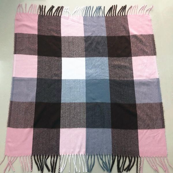 

luxury square 2021 winter scarf ladies warmth cashmere scarves griped 11 color geometric women's long shawl, Blue;gray