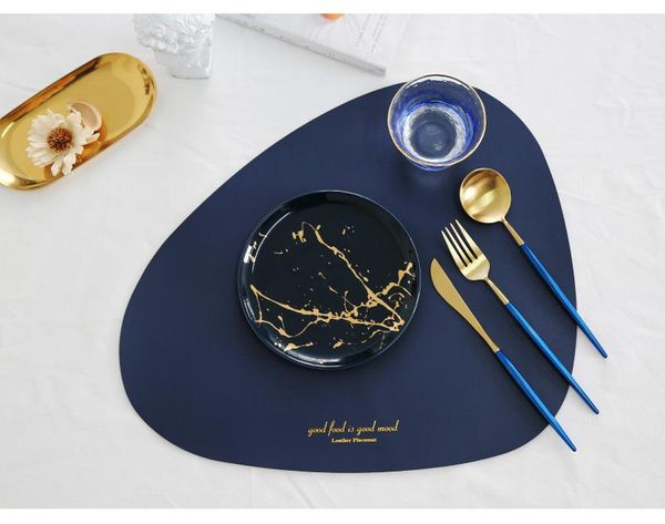 

mats & pads nordic leather western household simple waterproof oil gilding creative heat insulation pad bowl bottom cushion plate