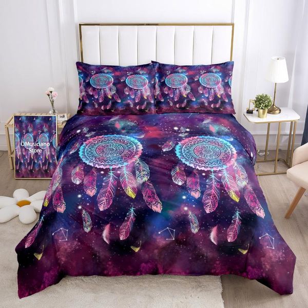 

bedding sets set dream catcher india mandala purple feather galaxy blue duvet cover and pillowcase bohemia capture dreams 3pc