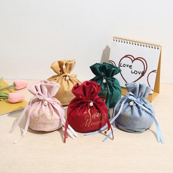 

gift wrap 1pcs velvet yarn wedding candy bags with pearl europe chocolate package bag christmas drawstring