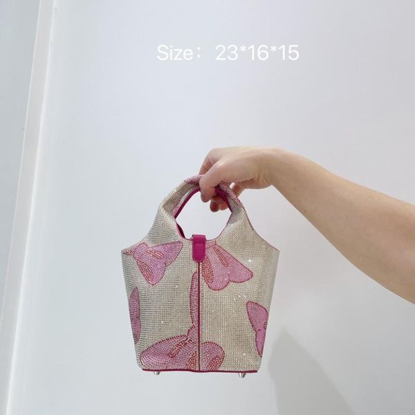 

evening bags 2021 shining flashing diamond rhinestone vegetable basket handbag fashion simple bucket bag shoulder messenger