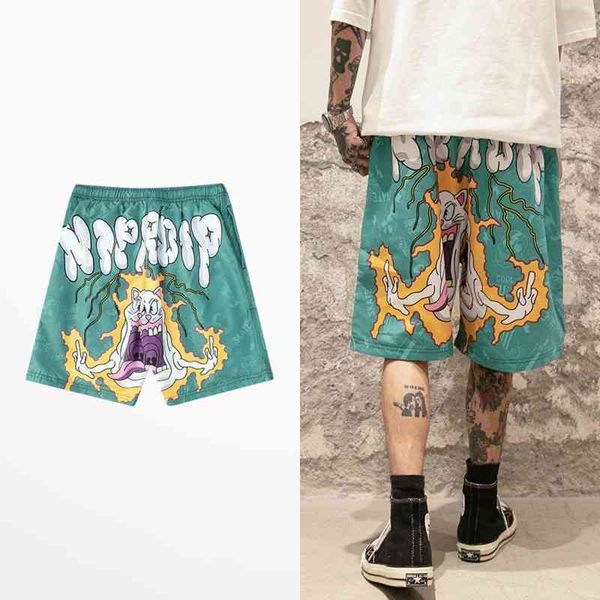 

fashion hip hop shorts men high street brand funny half pants streetwear rock dance retro joggers 's 210714, White;black