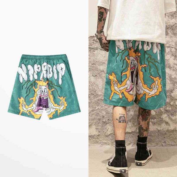 Mode Hip Hop Shorts Männer High Street Marke Lustige Halbe Hosen Streetwear Rock Dance Retro Joggers 210714