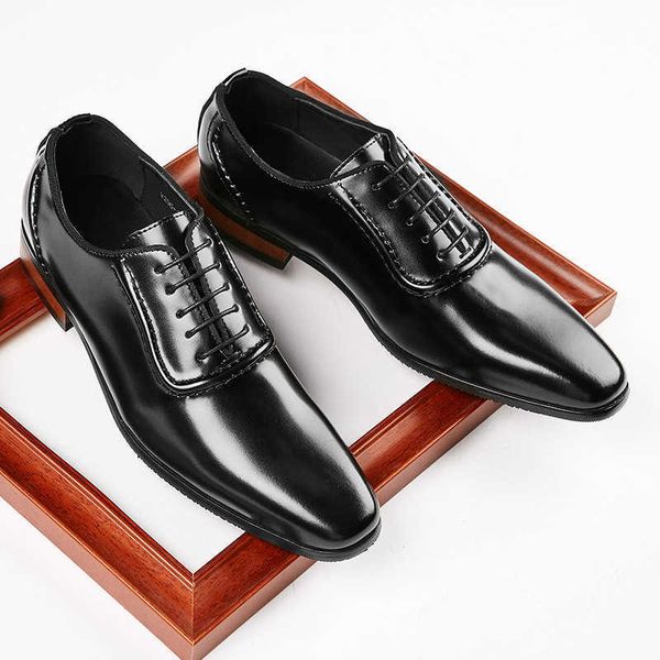 

2021 leather shoes men's business ess gentleman lace up casual, Black
