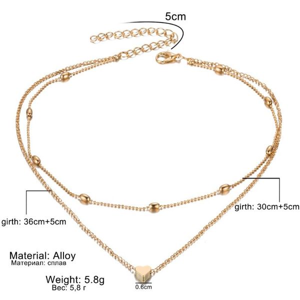 

pendant necklaces daxi gold silver color love heart necklace short chain layered choker women statement collar jewelry gift