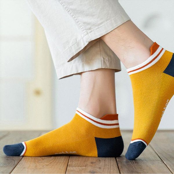 

men's socks 5 pair lot men with inscriptions cotton ankle set letter stripe fun white casual chausette homme, Black