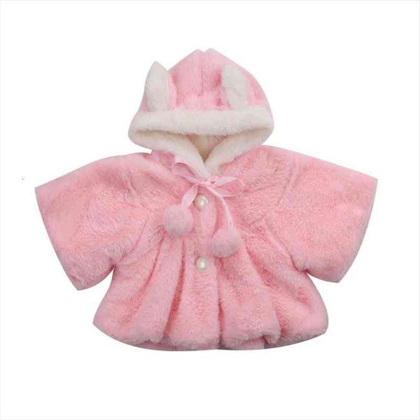 

cute baby toddler girl clothes warm fleece winter 3d ear coat snowsuits jacket cloak kids girls, White